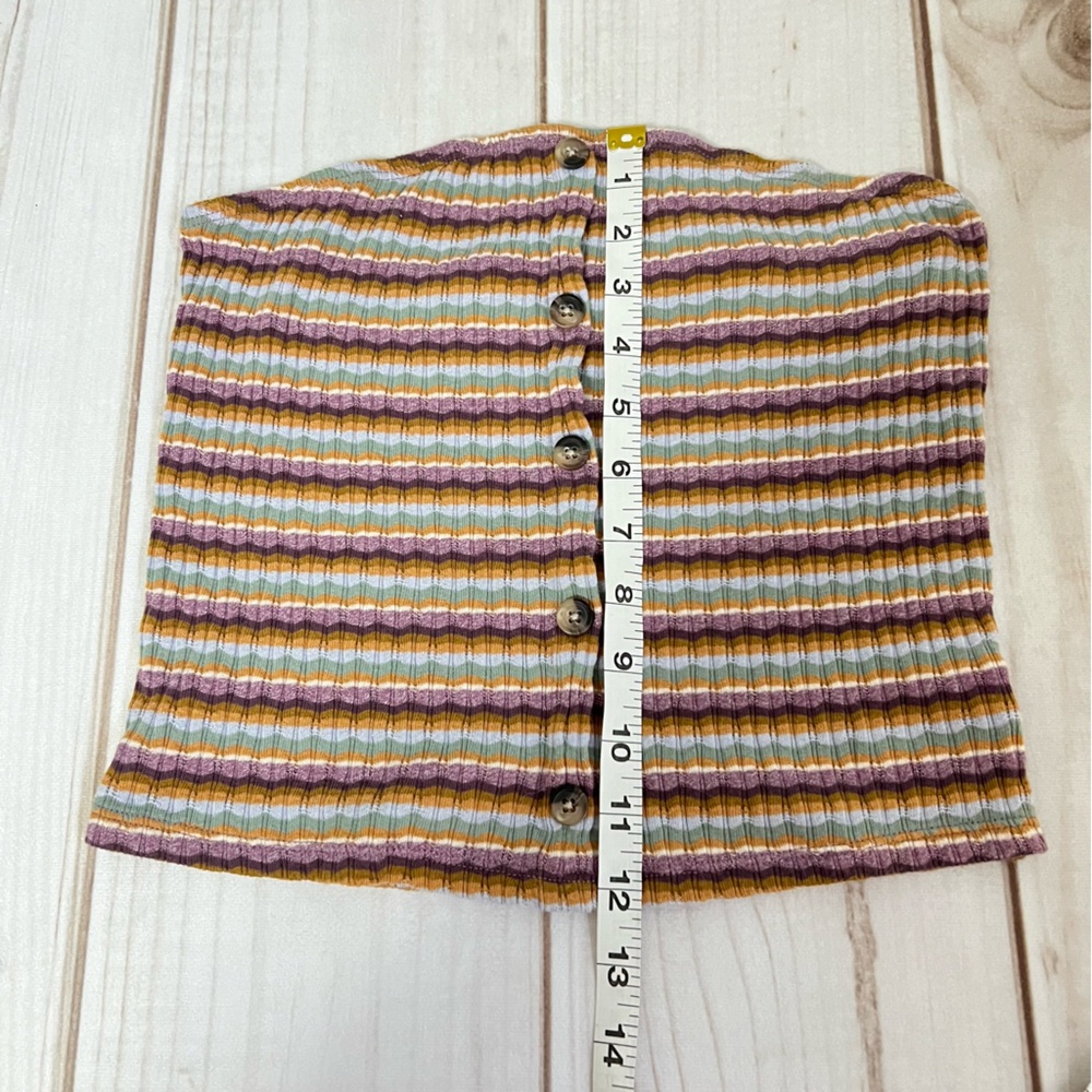 American Eagle Ribbed Tube Top Size Medium Multicolor Stripes Summer Festival - Picture 10 of 11